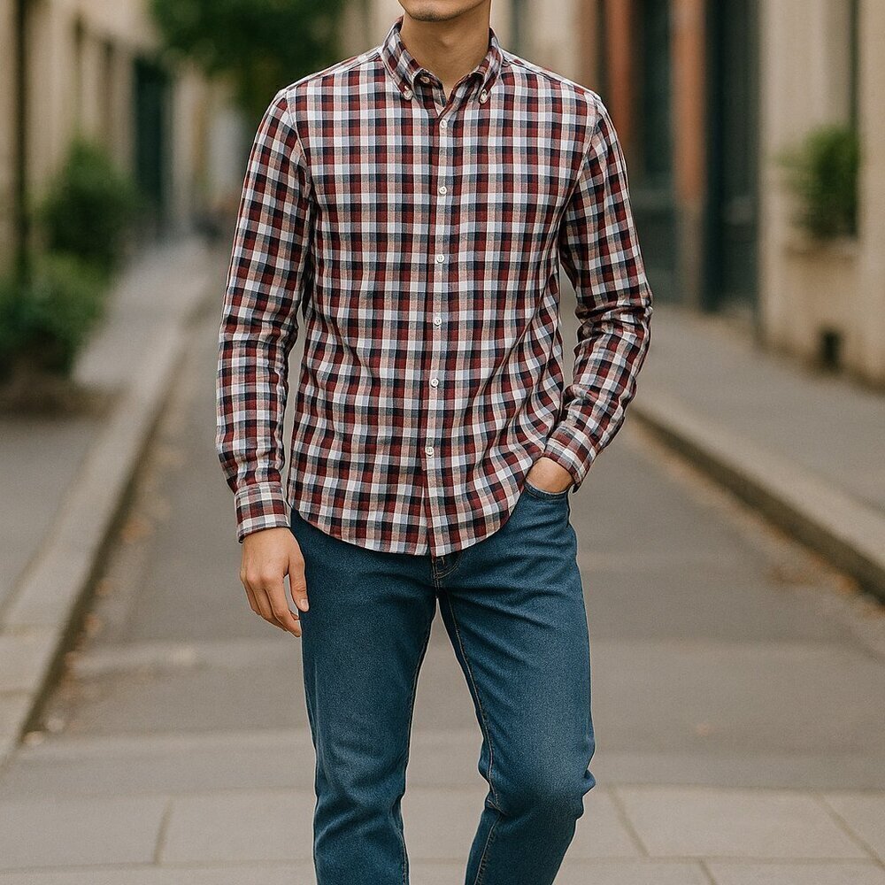HORNY TOAD/TOAD & CO SZ L Men's Mojo Organic Cotton Flannel Button Down Shirt